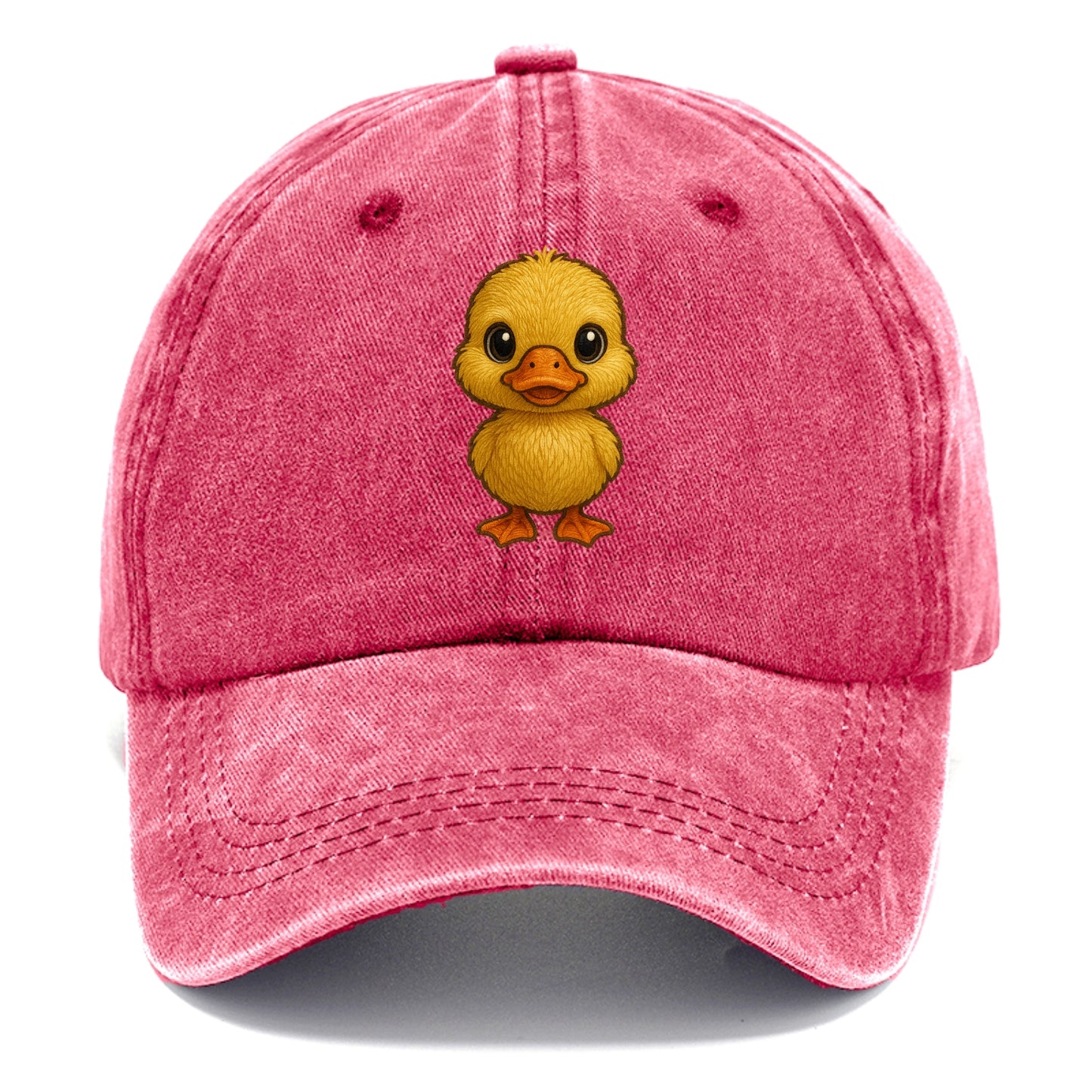 Baby Duck Duckling - yellow fluffy, orange beak, bright eyes, front-facing, quack baby - Classic Cap - Pomegranate Blush(Pink)