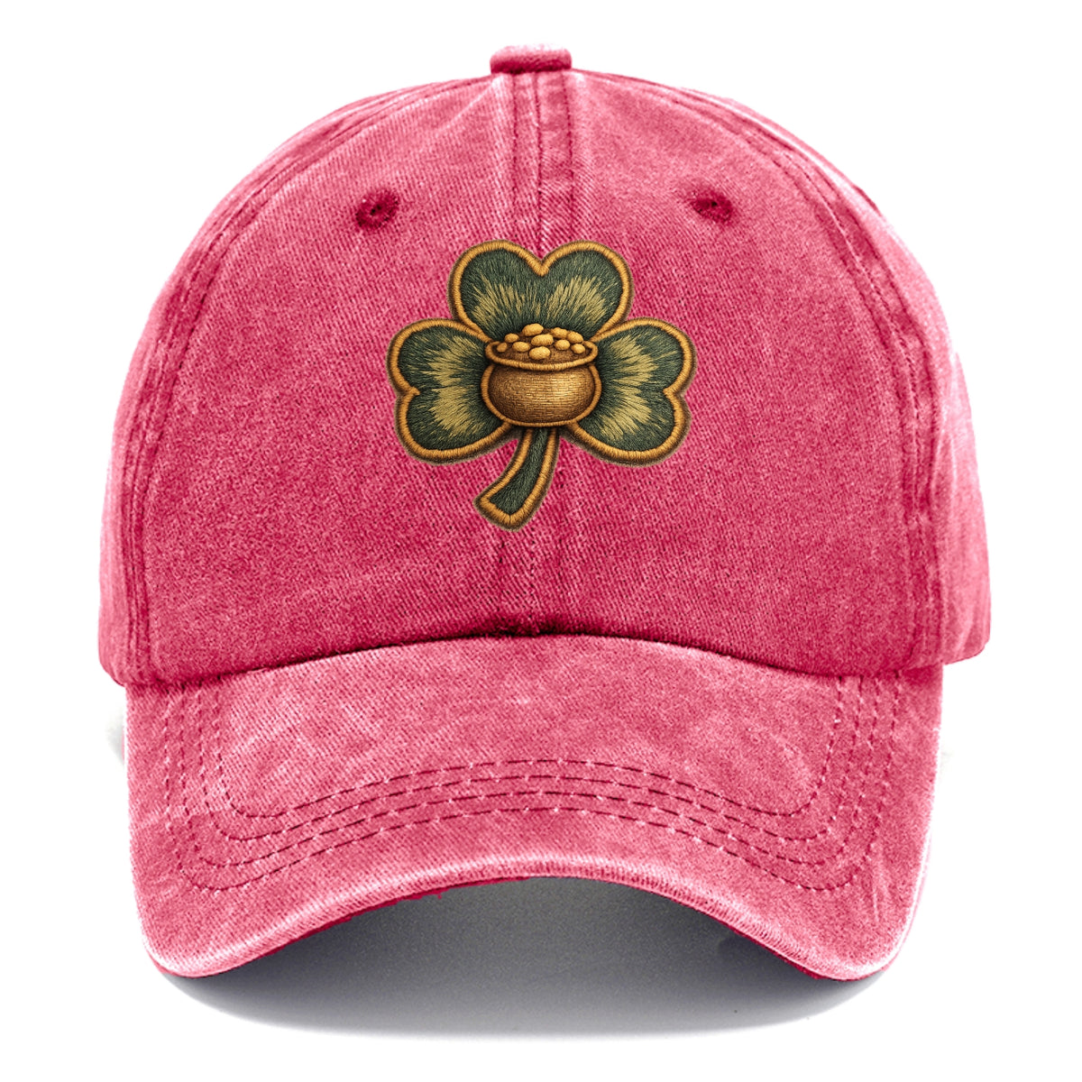 ST PATRICKS CLOVER - lucky clover with gold in green and gold , Irish luck - Classic Cap - Pomegranate Blush(Pink)