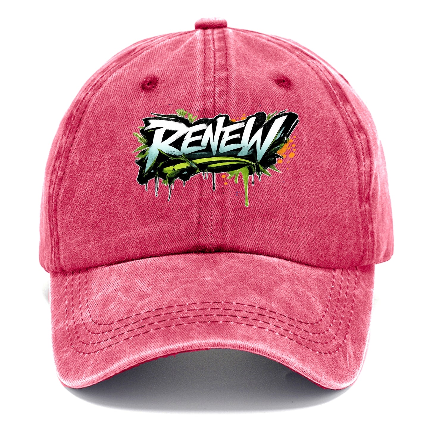 Bold typography design - "RENEW" - starting fresh, regenerating - Classic Cap - Pomegranate Blush(Pink)