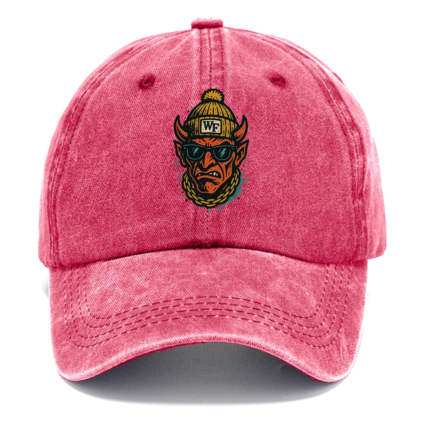 Winston-Salem Demon wearing Wake Forest beanie with WF patch - Classic Cap - Pomegranate Blush(Pink)