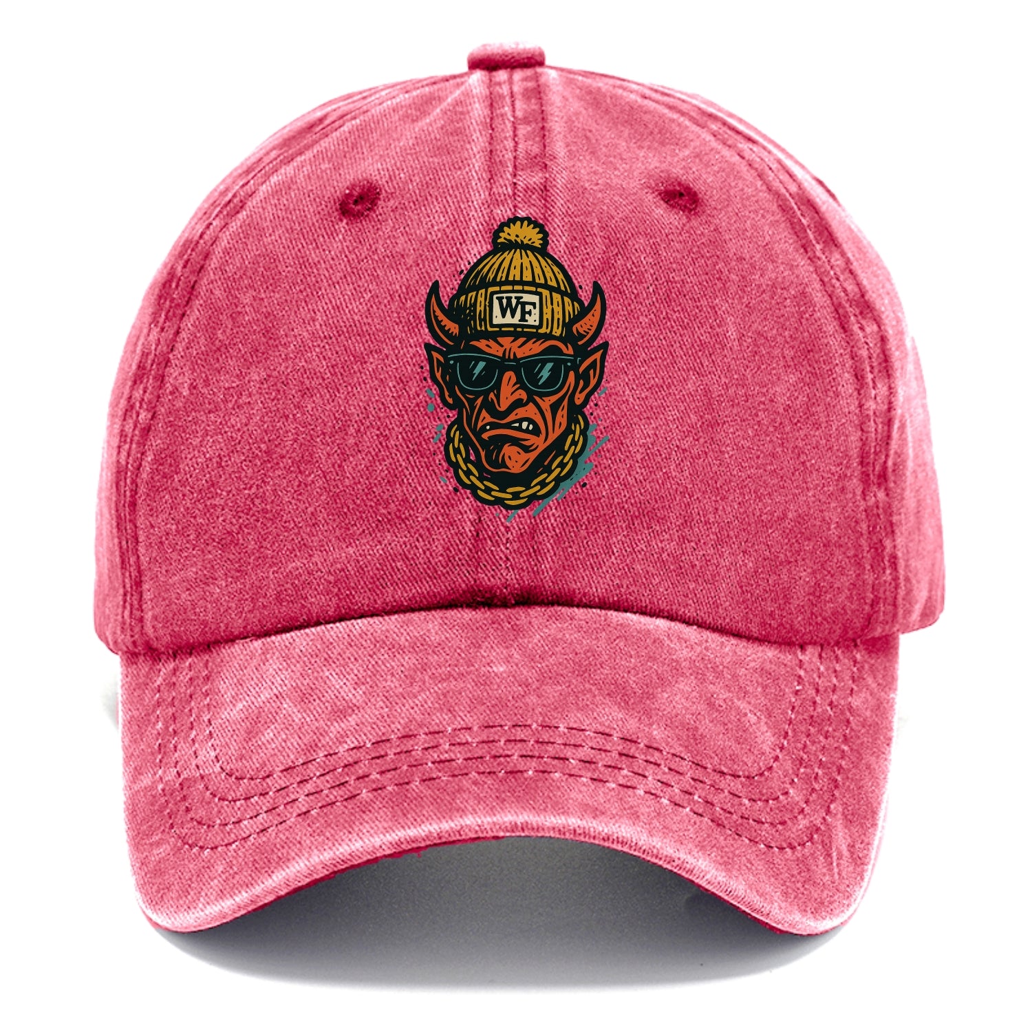Winston-Salem Demon wearing Wake Forest beanie with WF patch - Classic Cap - Pomegranate Blush(Pink)