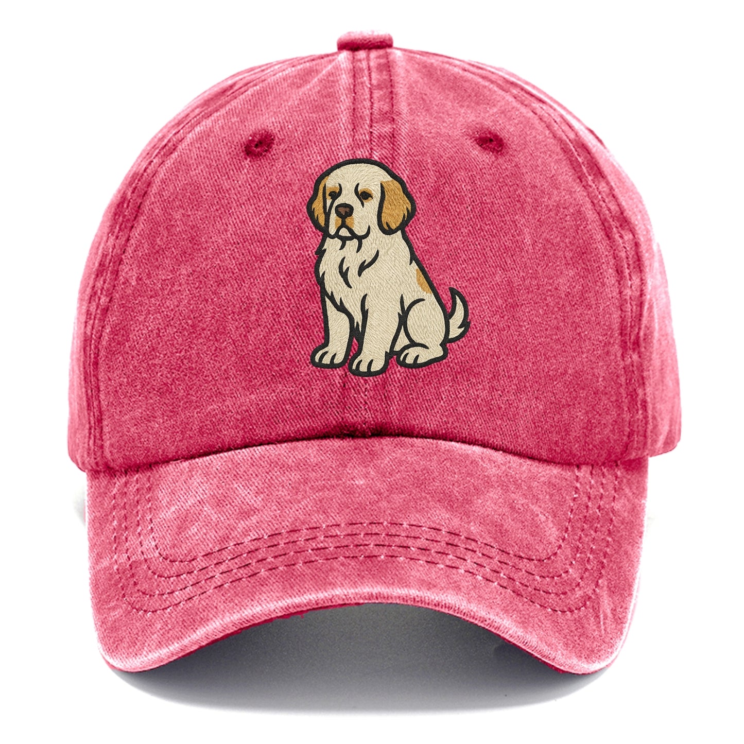 Clumber Spaniel - White with lemon markings embroidered pose - Classic Cap - Pomegranate Blush(Pink)