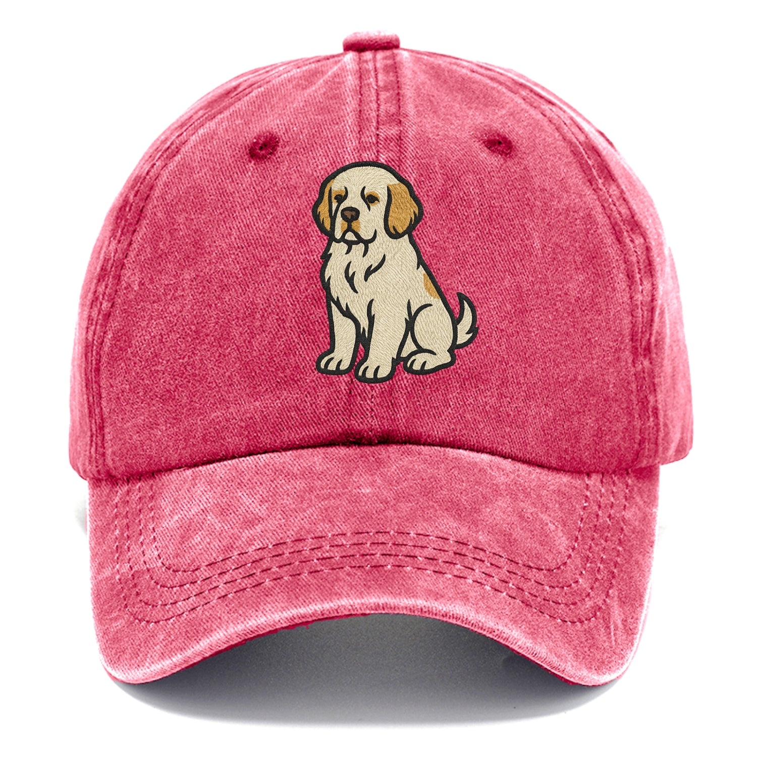 Clumber Spaniel - White with lemon markings embroidered pose - Classic Cap - Pomegranate Blush(Pink)