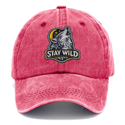 STAY WILD - wolf with text in gray , free spirit - Classic Cap - Pomegranate Blush(Pink)