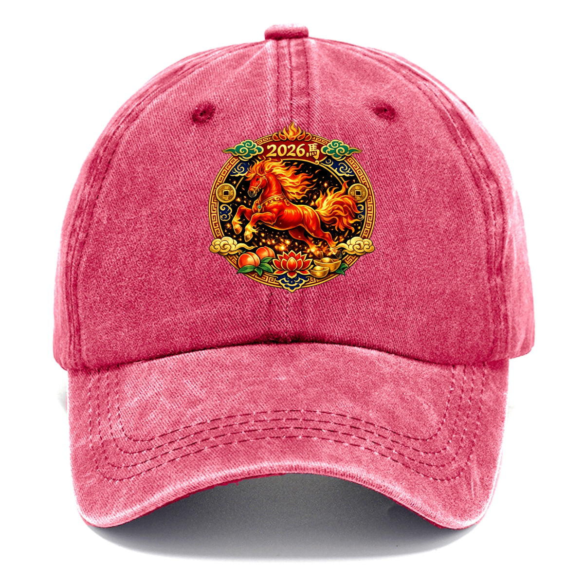 FIRE HORSE | Flaming mane and tail horse | Blazing orange and red colors | Dynamic - Classic Cap - Pomegranate Blush(Pink)