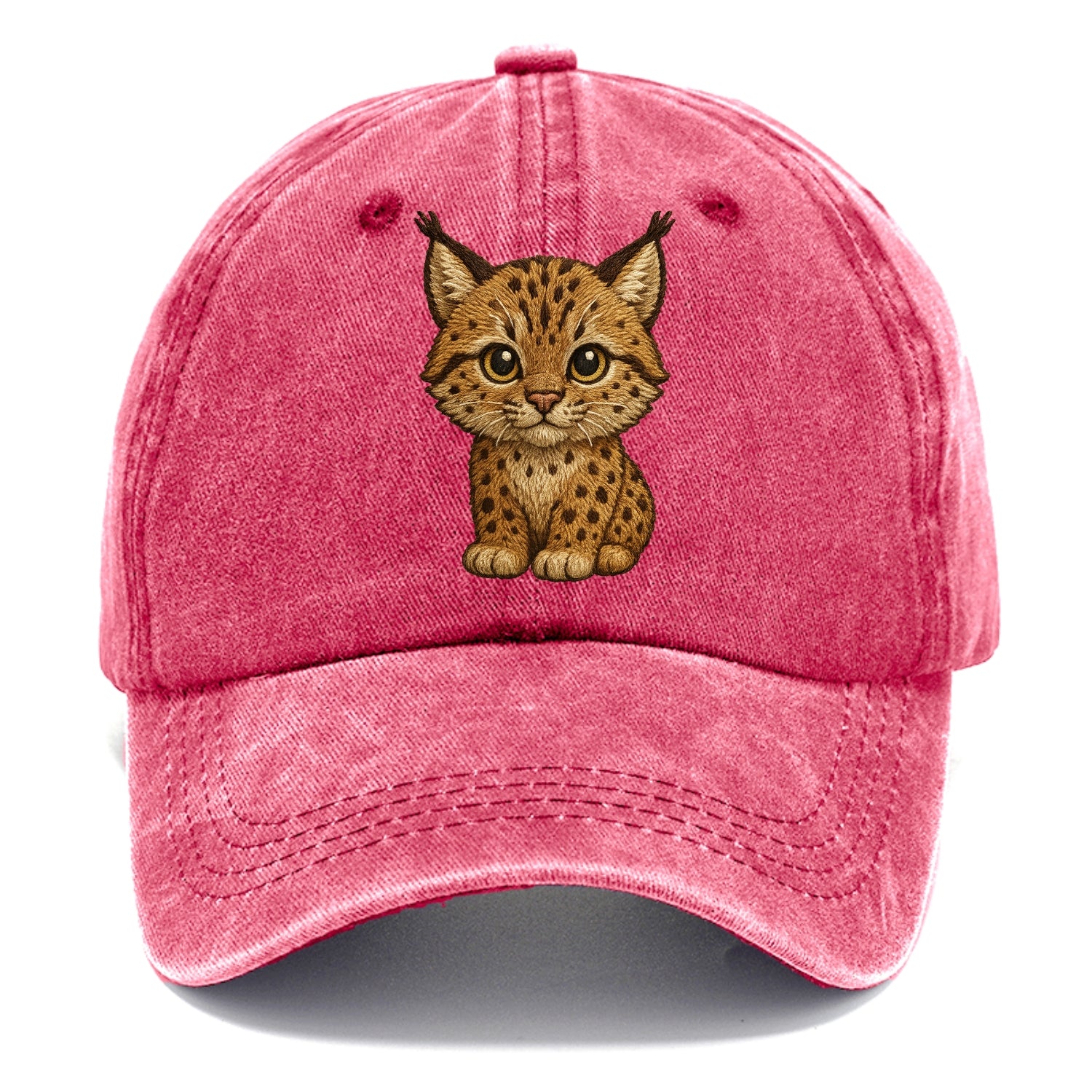 Baby Lynx Cub - tufted ears, spotted fur, golden eyes, front-facing, wild baby - Classic Cap - Pomegranate Blush(Pink)