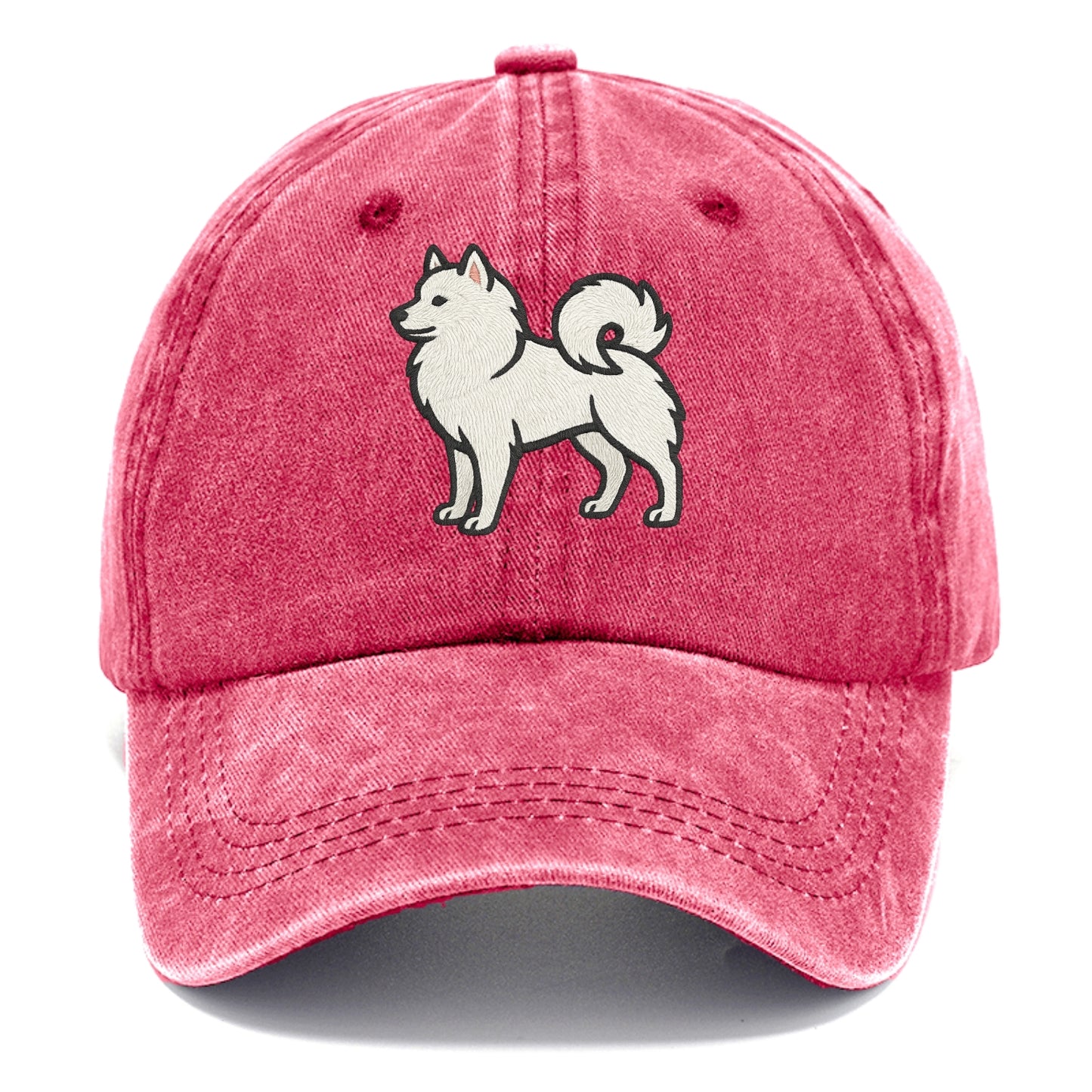 American Eskimo Dog - White spitz embroidered standing design - Classic Cap - Pomegranate Blush(Pink)