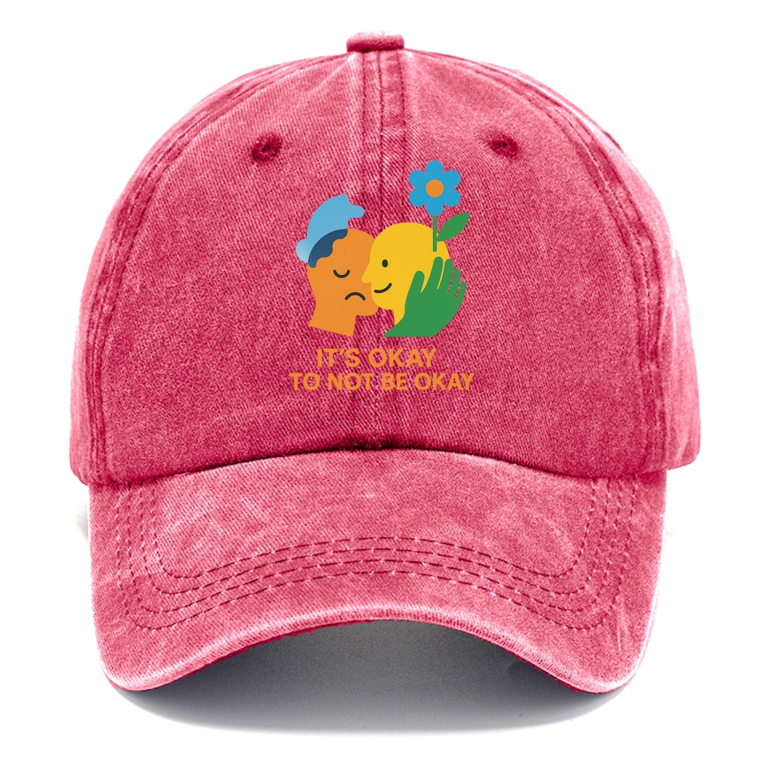 Mental health stigma fading as support grows - "It's Okay to Not Be Okay" - wellbeing - Classic Cap - Pomegranate Blush(Pink)
