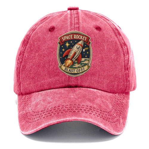 RETRO ROCKET - 1950s space rocket in silver and red , atomic age - Classic Cap