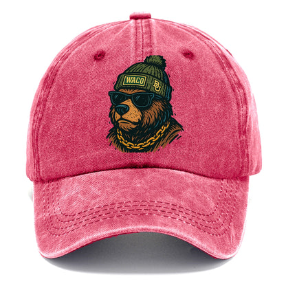 Waco Bear wearing Baylor beanie with BU patch - Classic Cap - Pomegranate Blush(Pink)