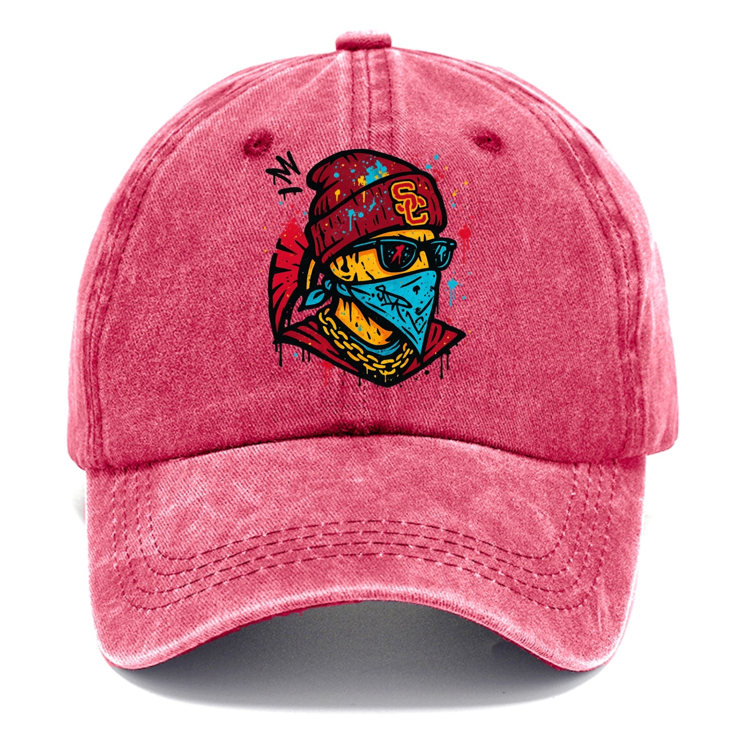 Los Angeles Trojan wearing USC beanie with SC patch - Classic Cap - Pomegranate Blush(Pink)