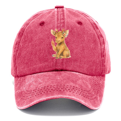 baby moose with adorable tiny antlers, one hoof raised in attitude - Classic Cap - Pomegranate Blush(Pink)