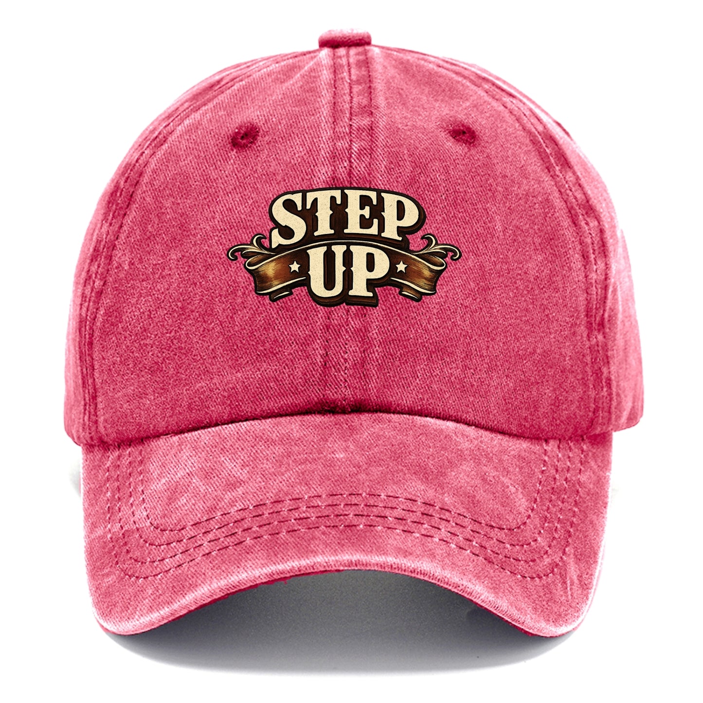Bold typography design - "STEP UP" - rise to occasion, take charge - Classic Cap - Pomegranate Blush(Pink)