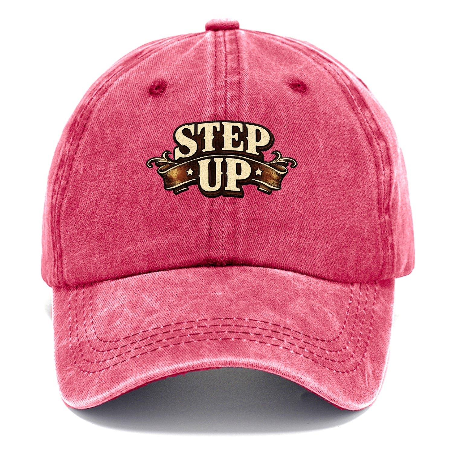 Bold typography design - "STEP UP" - rise to occasion, take charge - Classic Cap - Pomegranate Blush(Pink)
