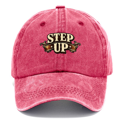 Bold typography design - "STEP UP" - rise to occasion, take charge - Classic Cap - Pomegranate Blush(Pink)