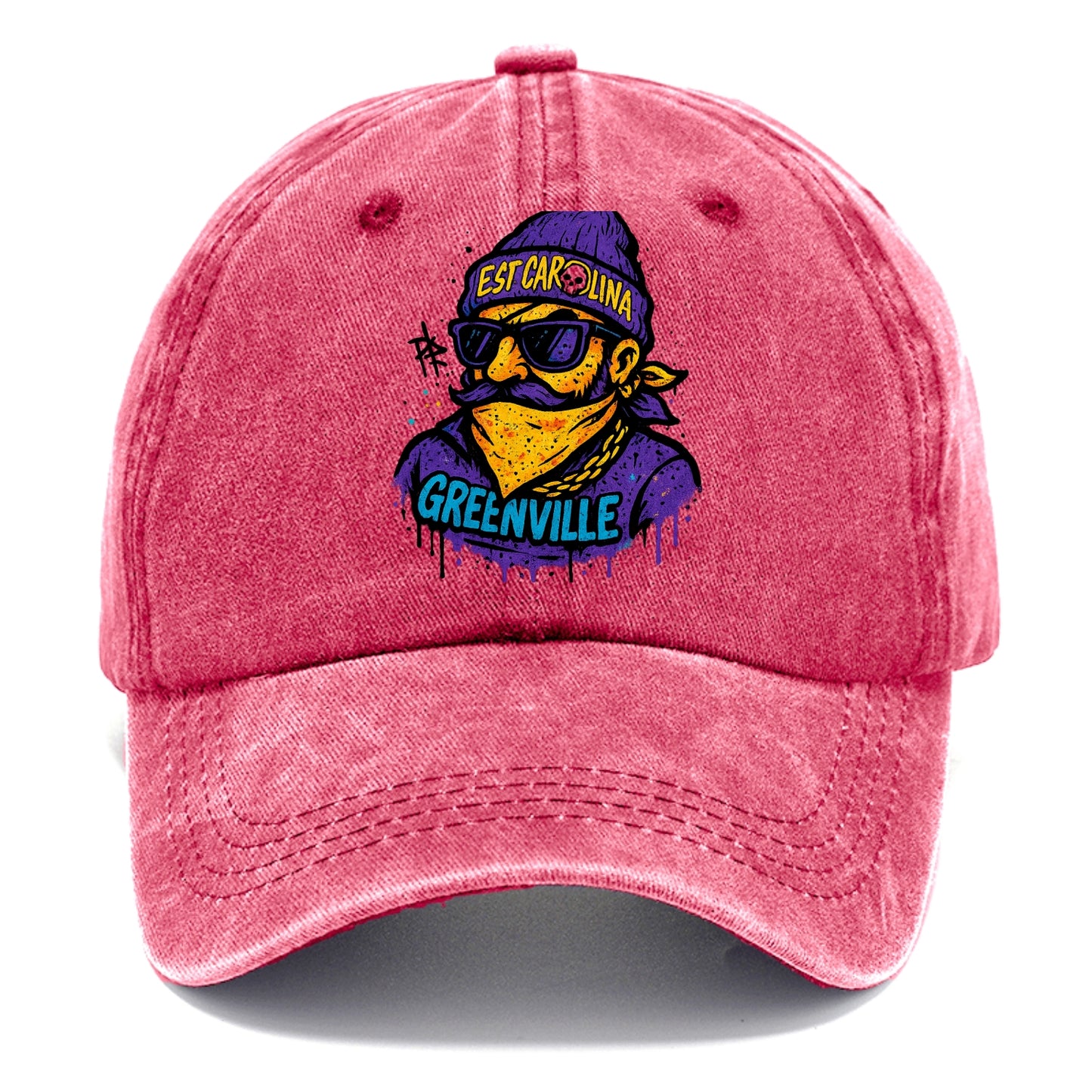 Greenville Pirate wearing East Carolina beanie with skull patch - Classic Cap - Pomegranate Blush(Pink)