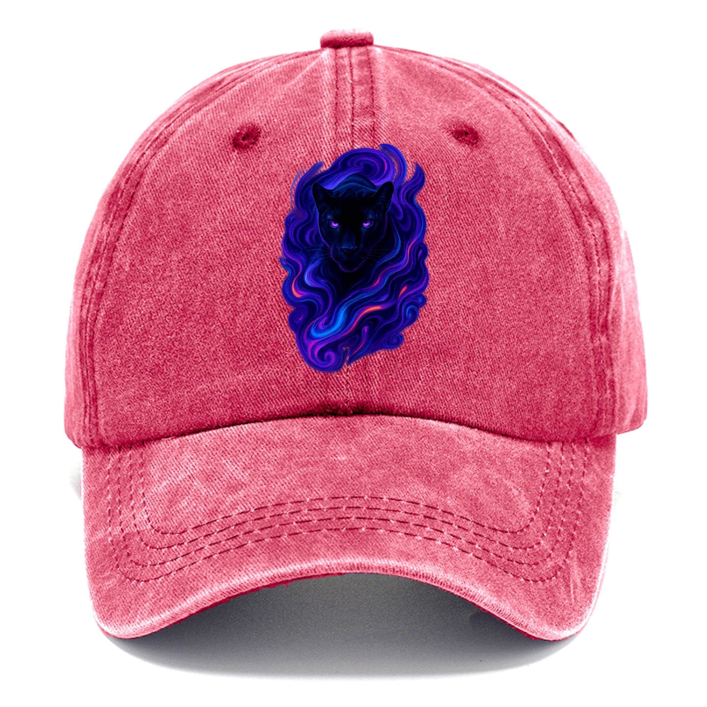 Sleek black panther emerging from swirls of deep purple and electric blue, - Classic Cap - Pomegranate Blush(Pink)