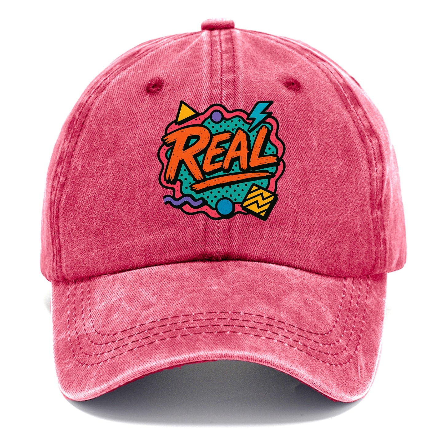 Imperfect brush strokes spelling "Real" - authenticity over perfection, raw and - Classic Cap - Pomegranate Blush(Pink)