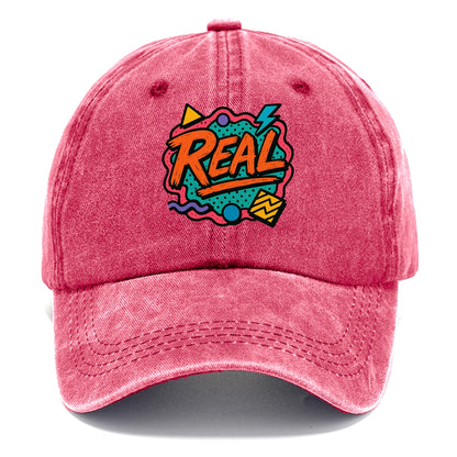 Imperfect brush strokes spelling "Real" - authenticity over perfection, raw and - Classic Cap - Pomegranate Blush(Pink)