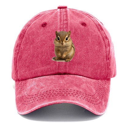 Baby Chipmunk - striped back, cheek pouches, tiny paws, bright eyes, front-facing, - Classic Cap - Pomegranate Blush(Pink)