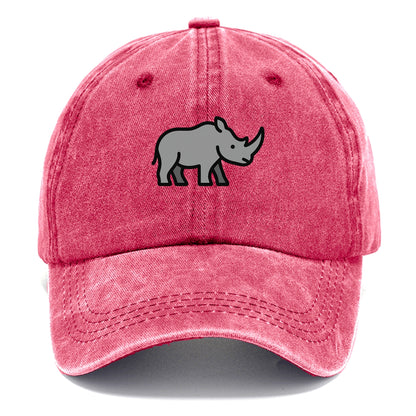Rhinoceros - Gray with horn flat side profile - Classic Cap - Pomegranate Blush(Pink)