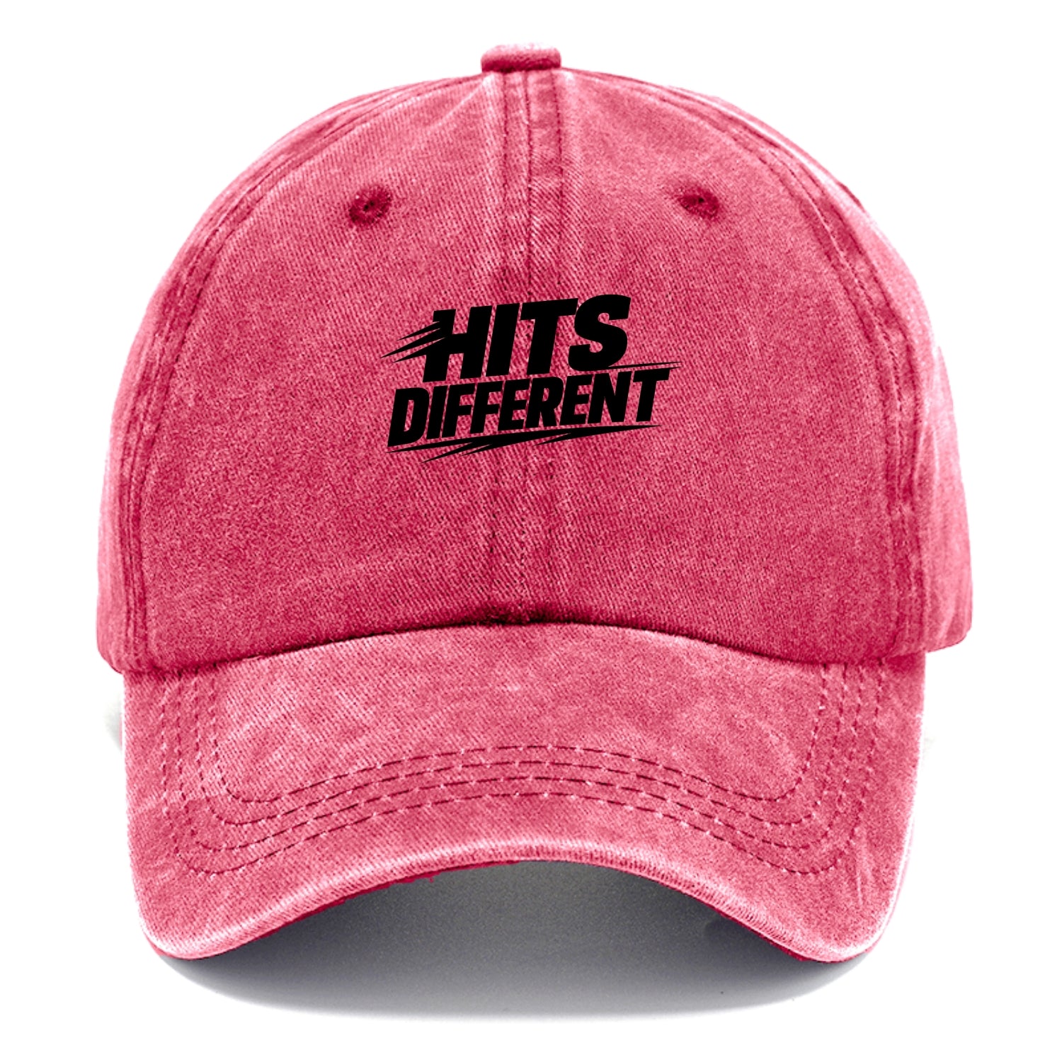 Bold typography design - "HITS DIFFERENT" - uniquely special, stands out - Classic Cap - Pomegranate Blush(Pink)
