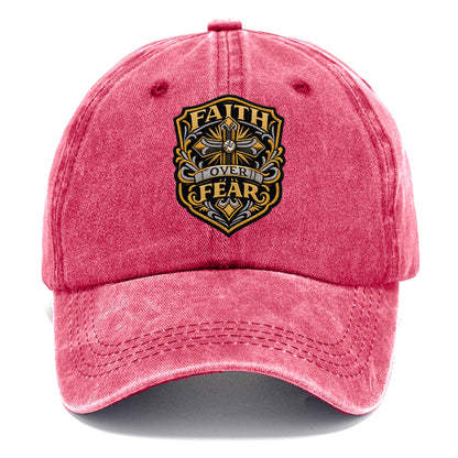 FAITH OVER FEAR - cross with text in gold , spiritual strength - Classic Cap - Pomegranate Blush(Pink)