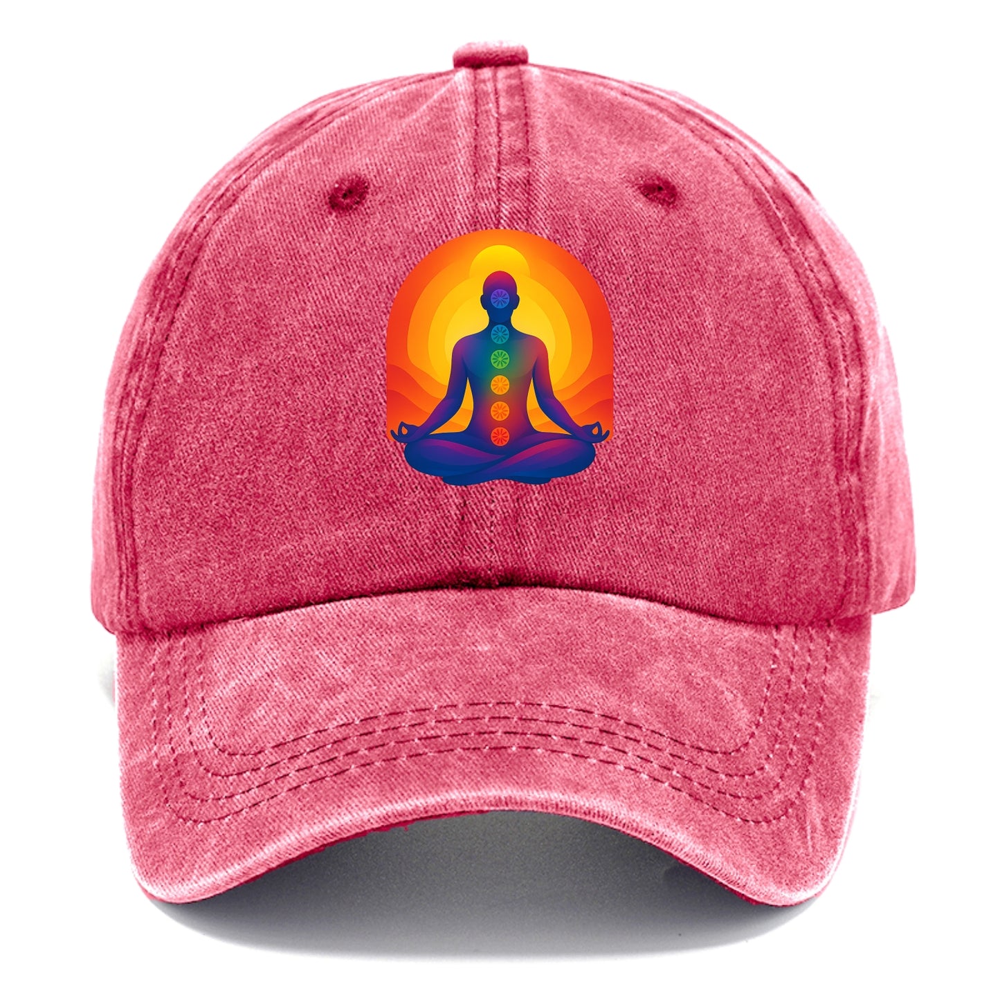 Sunset Meditation - Figure in lotus pose Classic Cap - Pomegranate Blush(Pink)