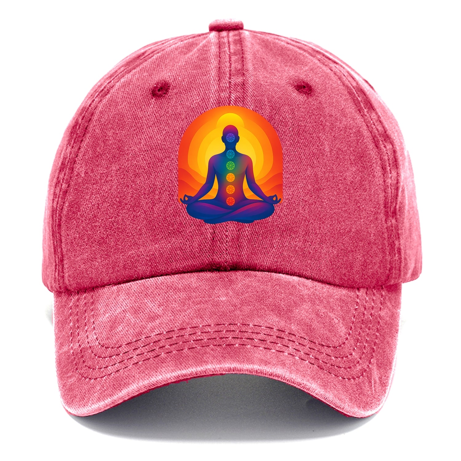 Sunset Meditation - Figure in lotus pose Classic Cap - Pomegranate Blush(Pink)
