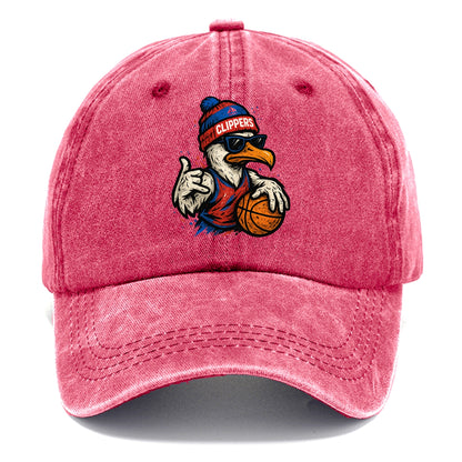 LA Seagull wearing Clippers red white and blue beanie with ship patch and wayfarer - Classic Cap - Pomegranate Blush(Pink)