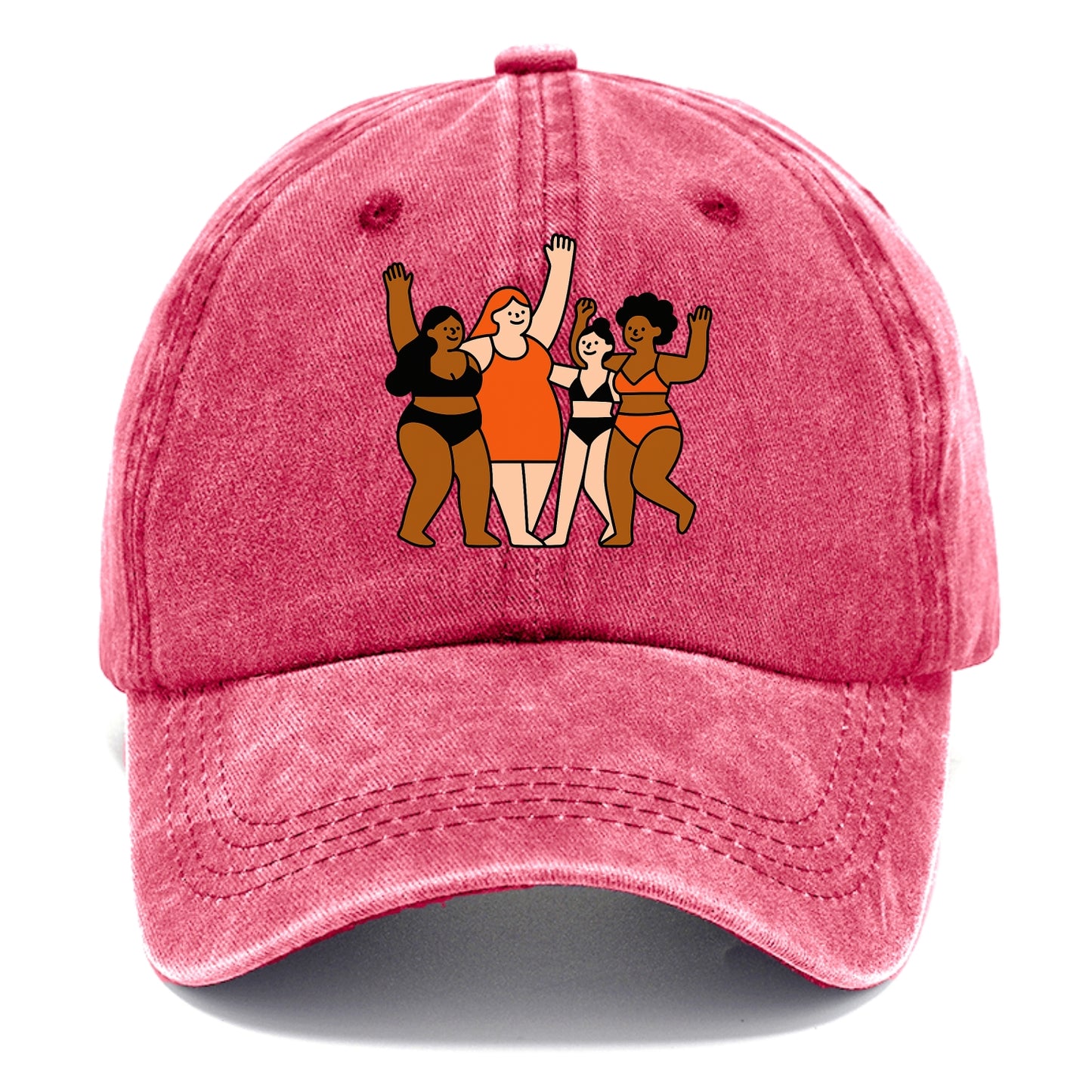 Diverse body types celebrating together - body positivity movement, all bodies are - Classic Cap - Pomegranate Blush(Pink)