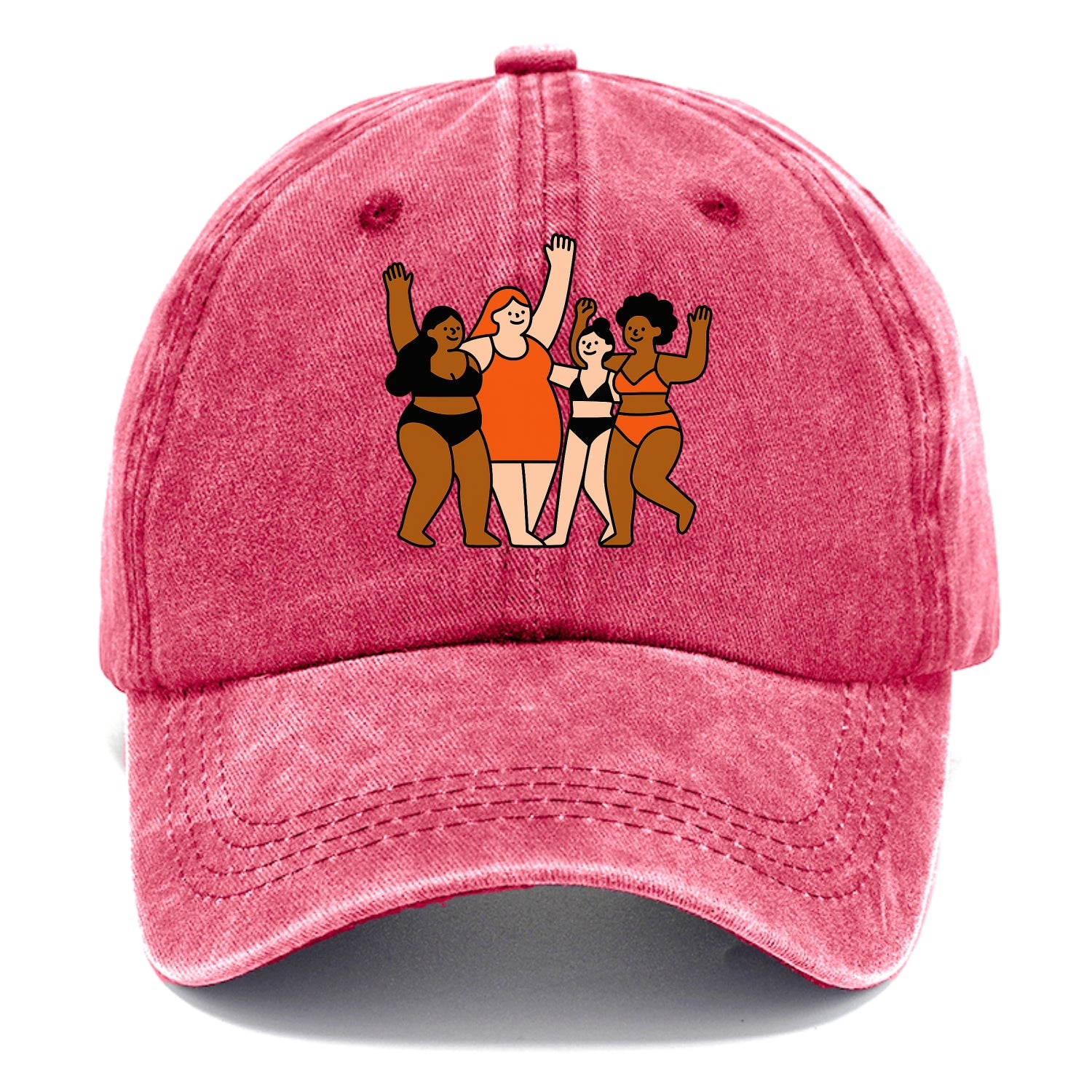 Diverse body types celebrating together - body positivity movement, all bodies are - Classic Cap - Pomegranate Blush(Pink)