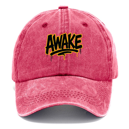 Bold typography design - "AWAKE" - conscious, aware, alert - Classic Cap - Pomegranate Blush(Pink)