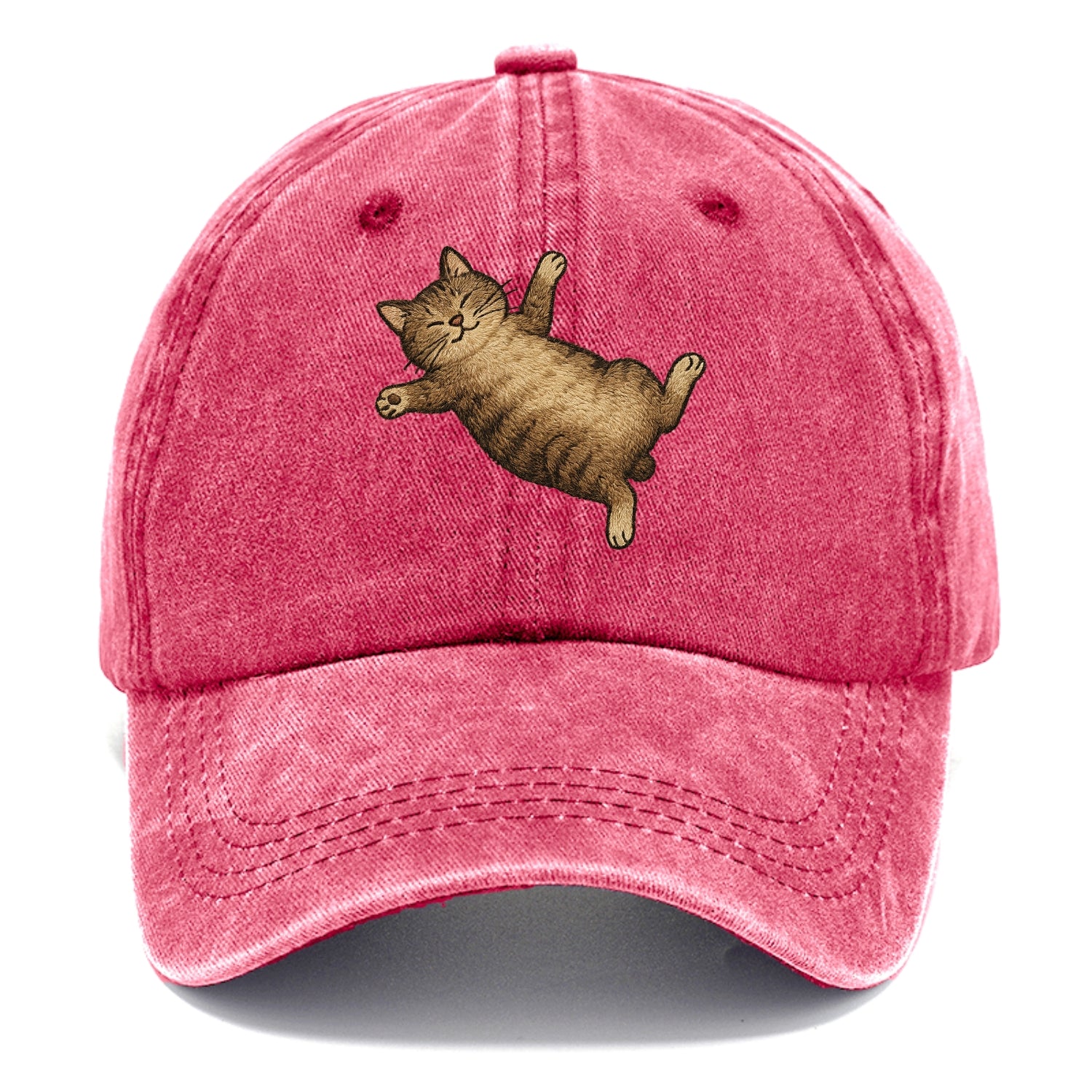 Manx  fully relaxed sprawled out embroid Classic Cap - Pomegranate Blush(Pink)