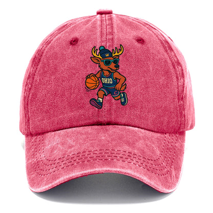 Ohio Deer wearing Cavs beanie with crown patch and wayfarer sunglasses - Classic Cap - Pomegranate Blush(Pink)