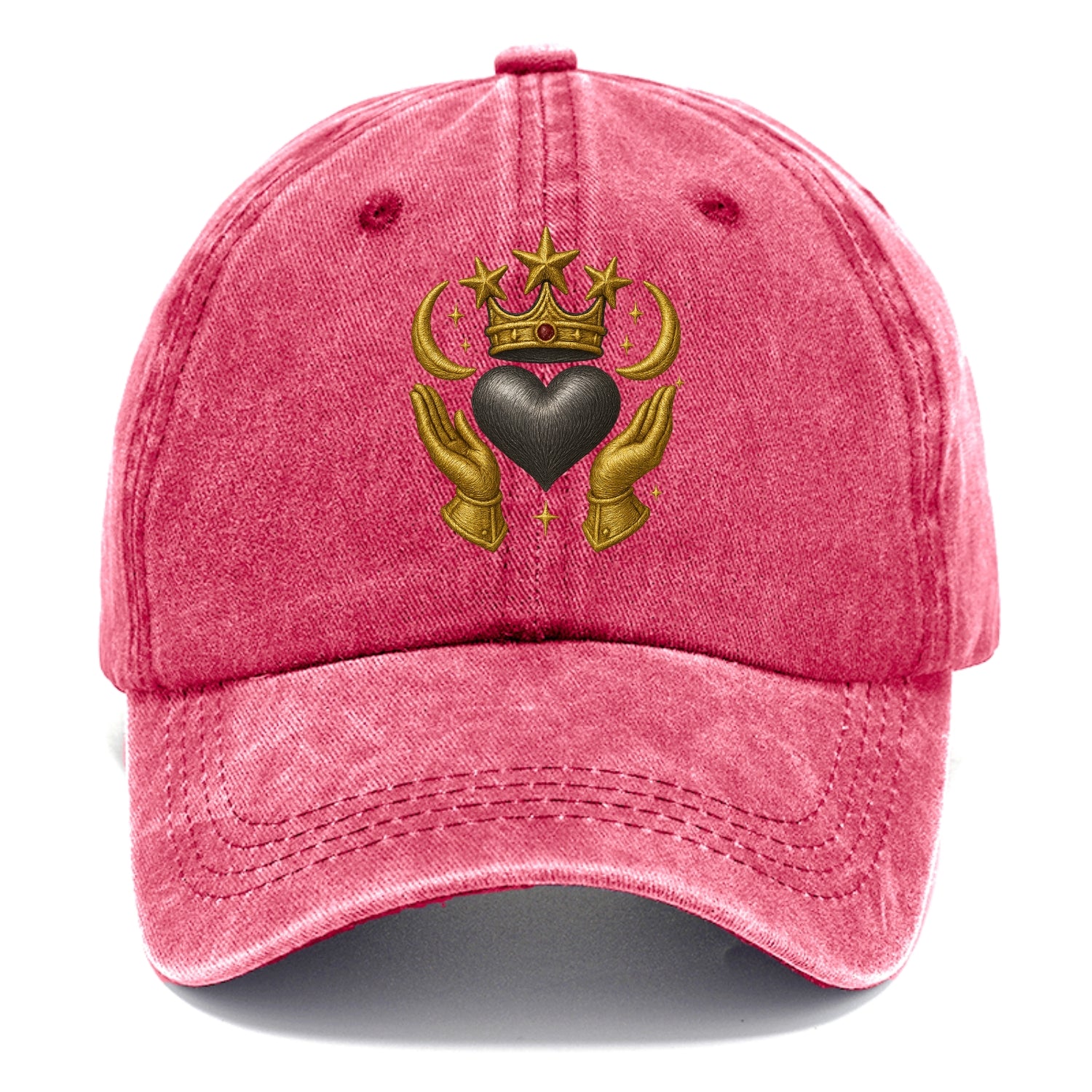 Sun goddess crown radiating golden rays over a midnight heart with henna-adorned - Classic Cap - Pomegranate Blush(Pink)