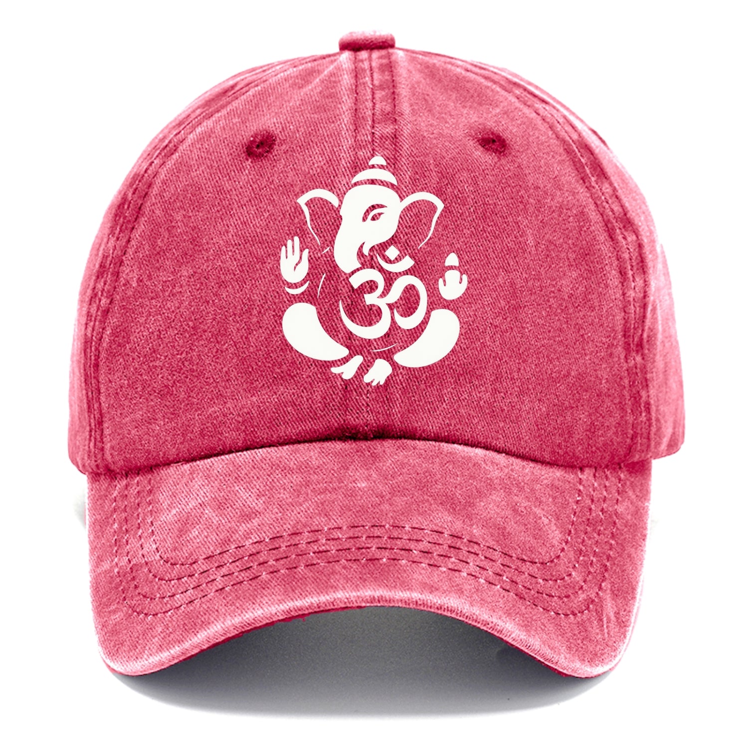 Ganesha elephant silhouette - negative space creates om symbol - Classic Cap - Pomegranate Blush(Pink)