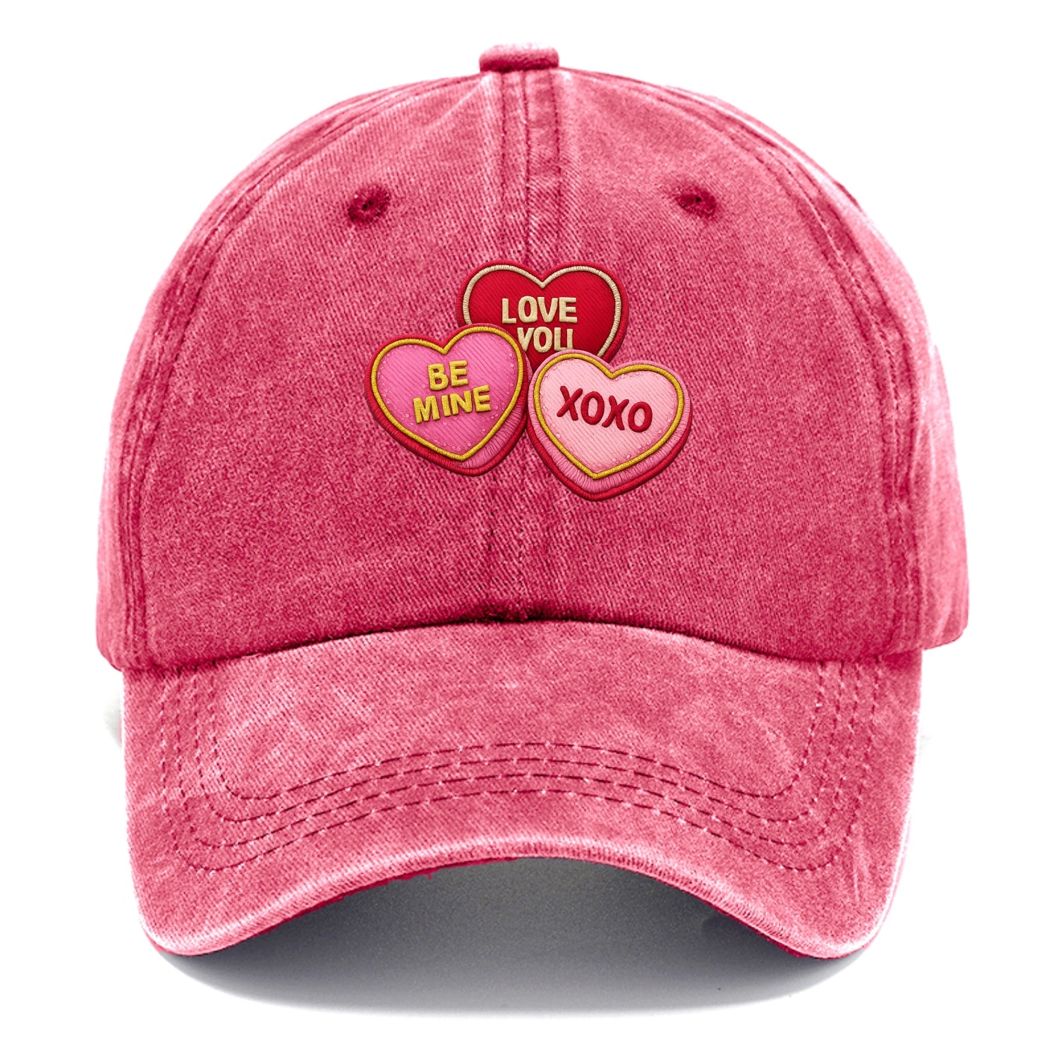 VALENTINES HEARTS - candy hearts in pink and red , love day - Classic Cap - Pomegranate Blush(Pink)