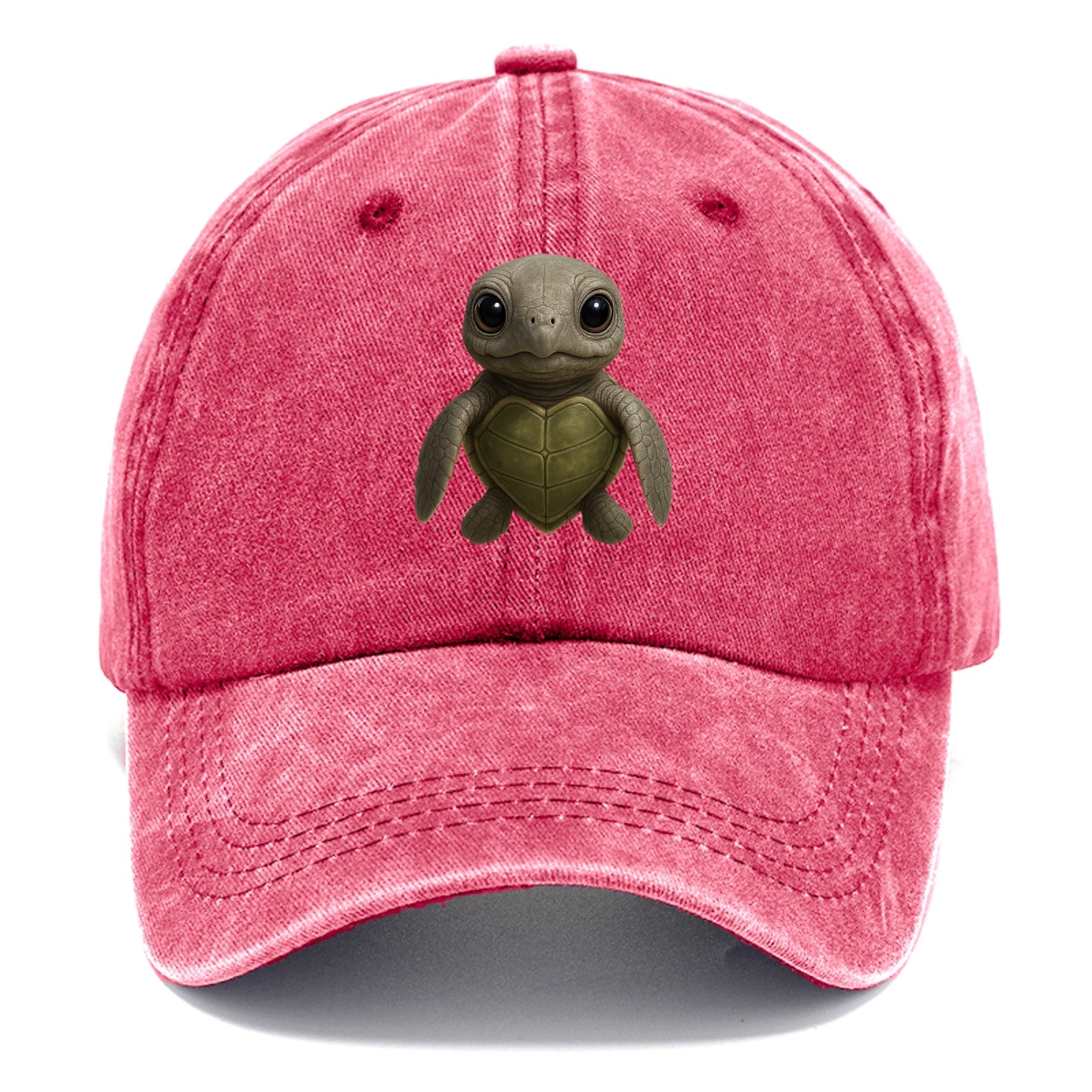 Baby Olive Ridley Turtle - olive green shell, heart-shaped carapace, bright eyes, - Classic Cap - Pomegranate Blush(Pink)
