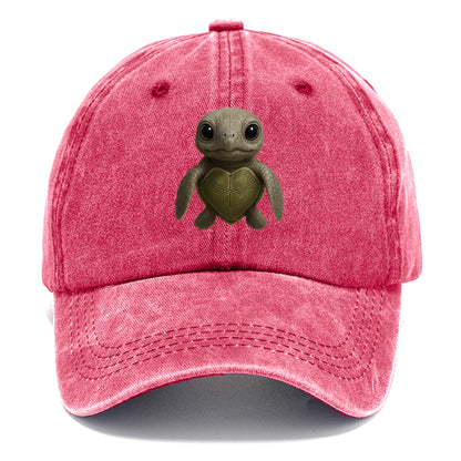 Baby Olive Ridley Turtle - olive green shell, heart-shaped carapace, bright eyes, - Classic Cap - Pomegranate Blush(Pink)