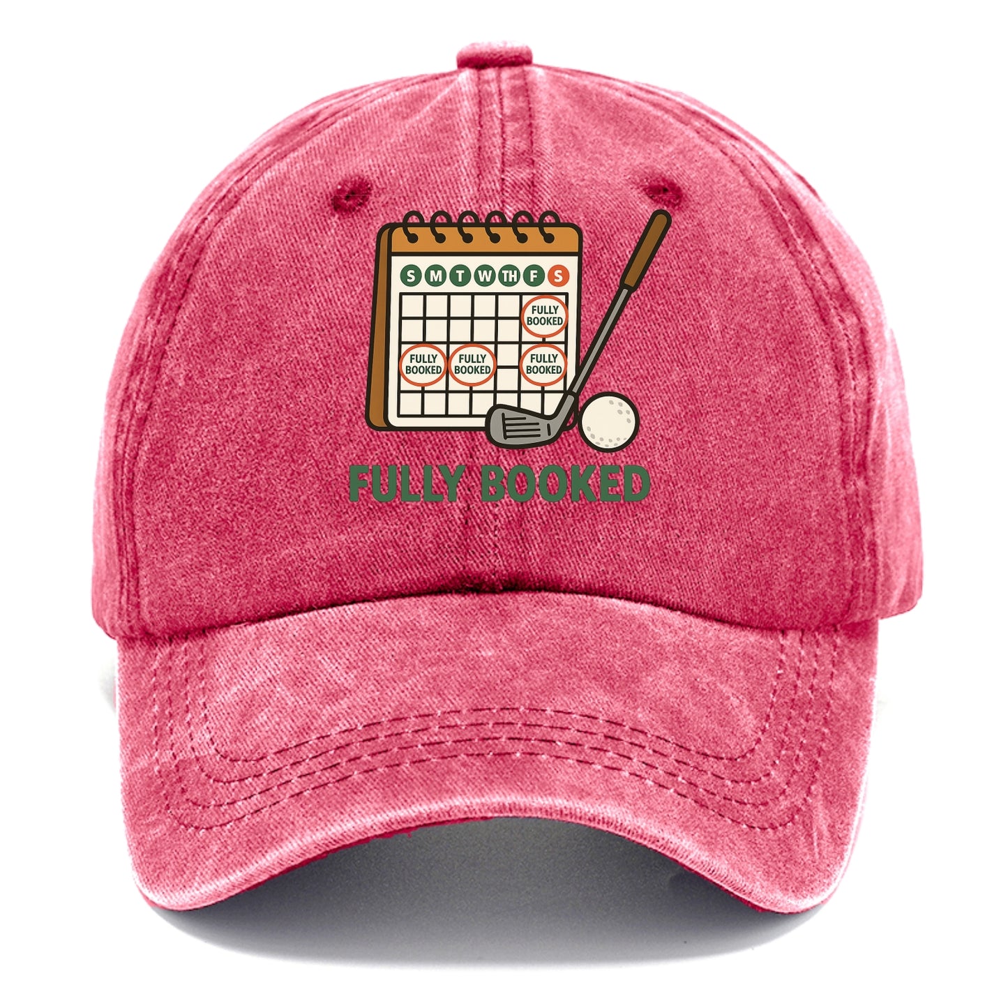 Calendar with every weekend marked for golf - "Fully Booked" - golf obsession - Classic Cap - Pomegranate Blush(Pink)