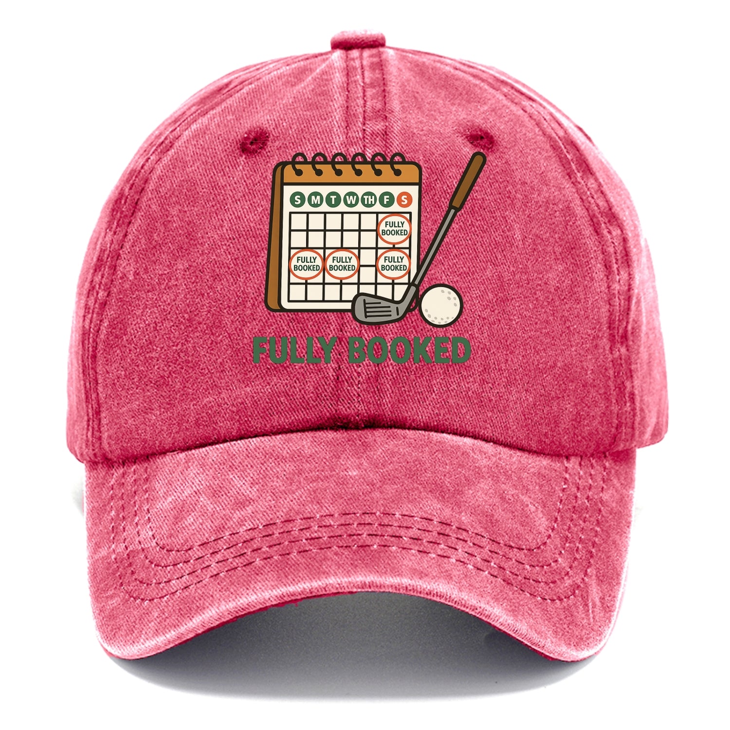 Calendar with every weekend marked for golf - "Fully Booked" - golf obsession - Classic Cap - Pomegranate Blush(Pink)