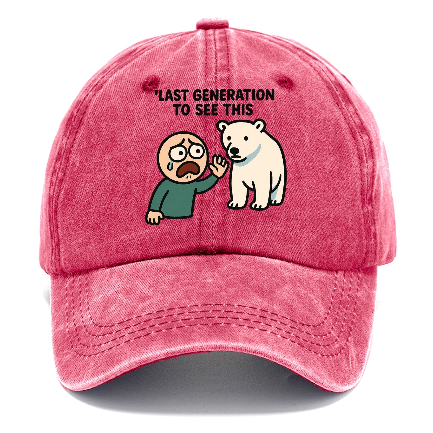 Person waving goodbye to polar bear - "Last generation to see this" - extinction grief - Classic Cap - Pomegranate Blush(Pink)