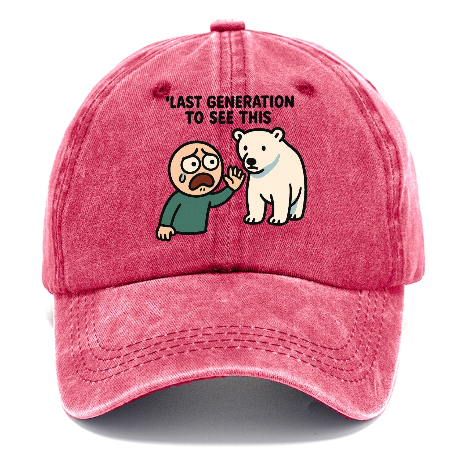 Person waving goodbye to polar bear - "Last generation to see this" - extinction grief - Classic Cap - Pomegranate Blush(Pink)