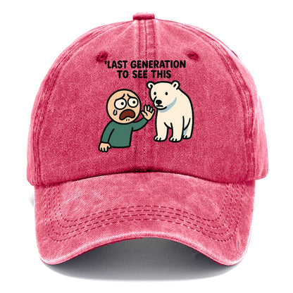 Person waving goodbye to polar bear - "Last generation to see this" - extinction grief - Classic Cap - Pomegranate Blush(Pink)
