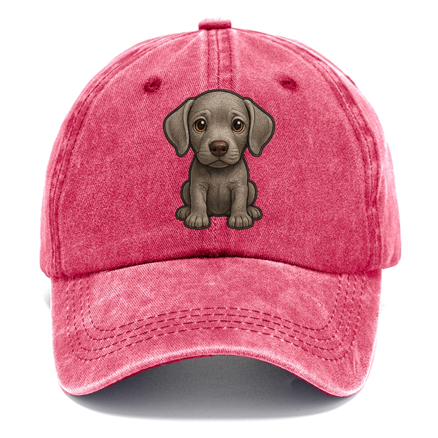 Baby Weimaraner Puppy - silver-gray coat, amber eyes, sleek body, front-facing, ghost - Classic Cap - Pomegranate Blush(Pink)