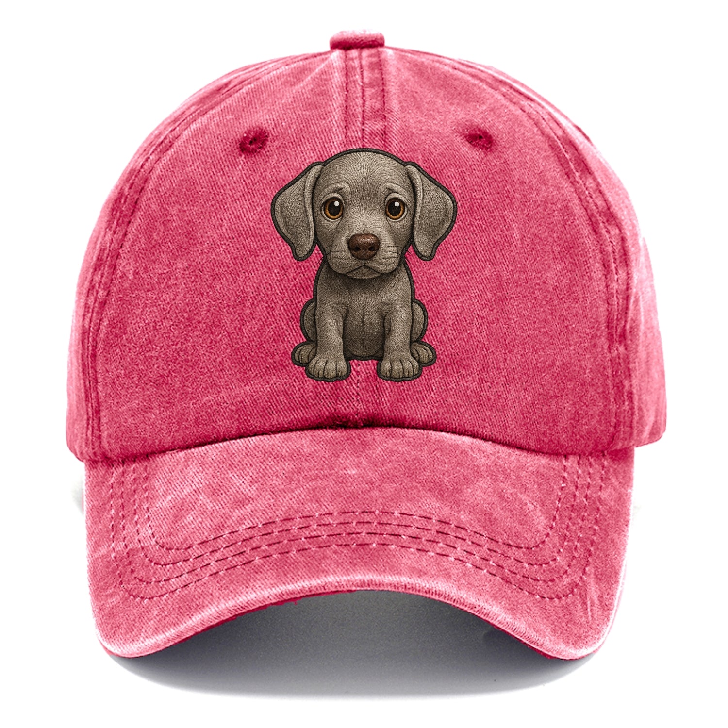 Baby Weimaraner Puppy - silver-gray coat, amber eyes, sleek body, front-facing, ghost - Classic Cap - Pomegranate Blush(Pink)