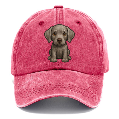 Baby Weimaraner Puppy - silver-gray coat, amber eyes, sleek body, front-facing, ghost - Classic Cap - Pomegranate Blush(Pink)