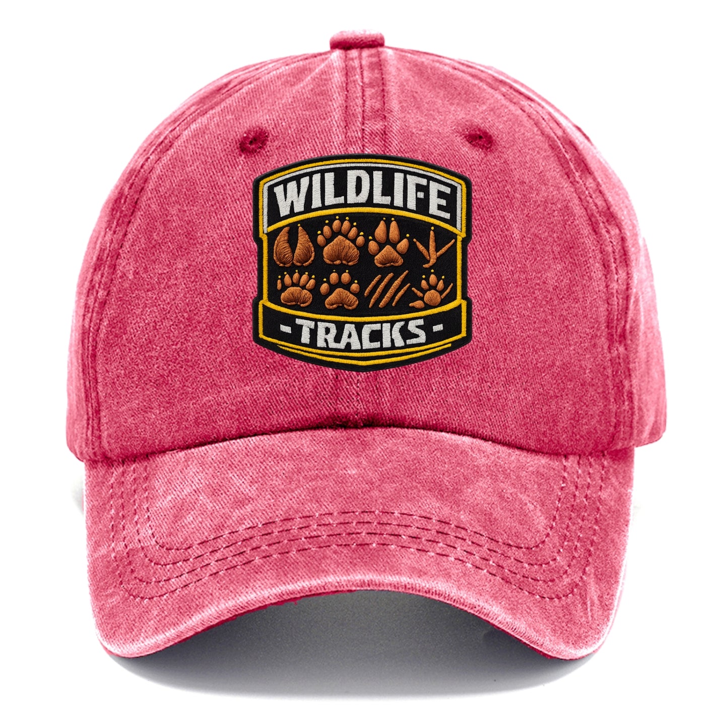 WILDLIFE TRACKS - animal footprints in brown , tracker - Classic Cap - Pomegranate Blush(Pink)