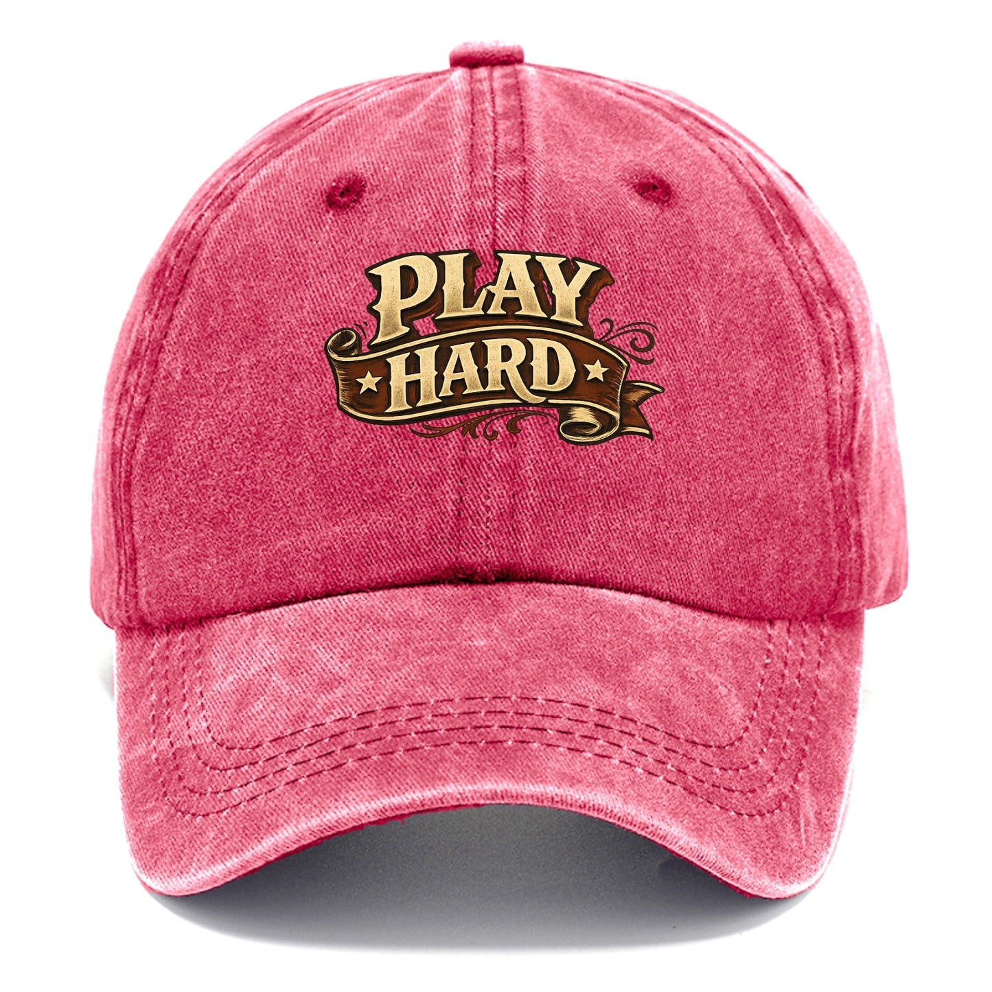 Bold typography design - "PLAY HARD" - giving your all, full effort - Classic Cap - Pomegranate Blush(Pink)